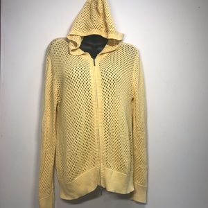 CHICO'S Yellow Zipped Open Knit Top Jacket…